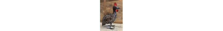 Guinea fowl chick metal garden sculpture 2