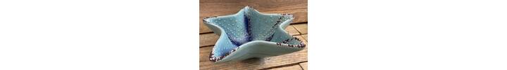 Ceramic turquoise starfish bowl - small