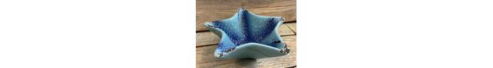 Ceramic turquoise starfish bowl - large