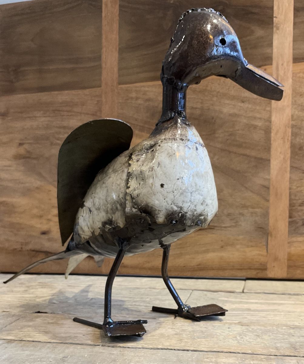 White metal duck sculpture  4