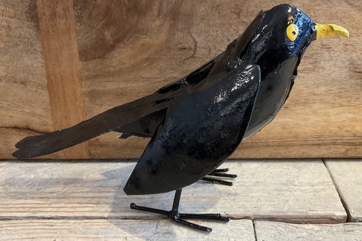 Blackbird metal garden sculpture
