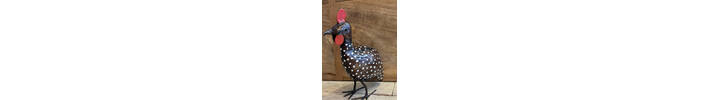 Guinea fowl chick metal garden sculpture
