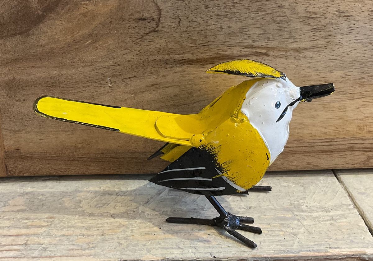 Small metal bird sculpture - Waxwing