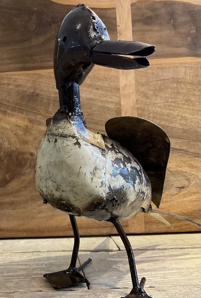 White metal duck sculpture  3