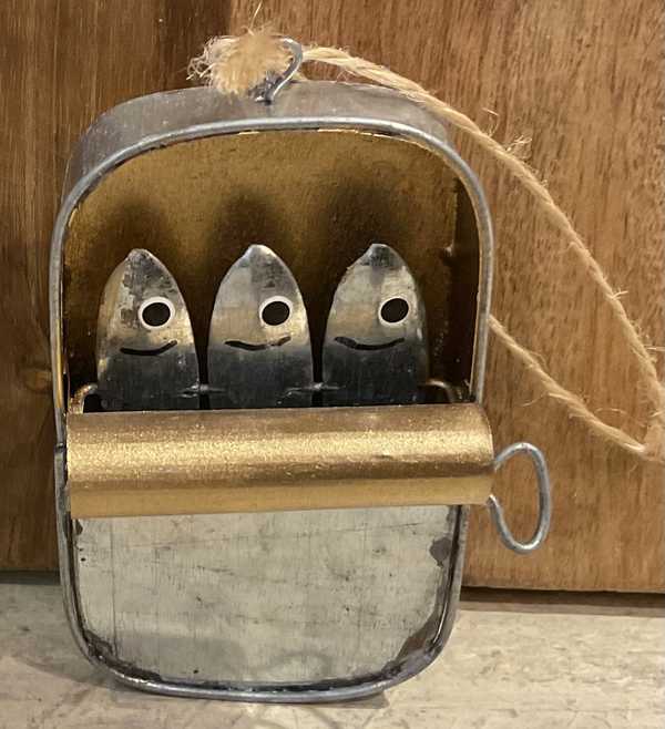 Medium tin of sardines hanging seaside decoration