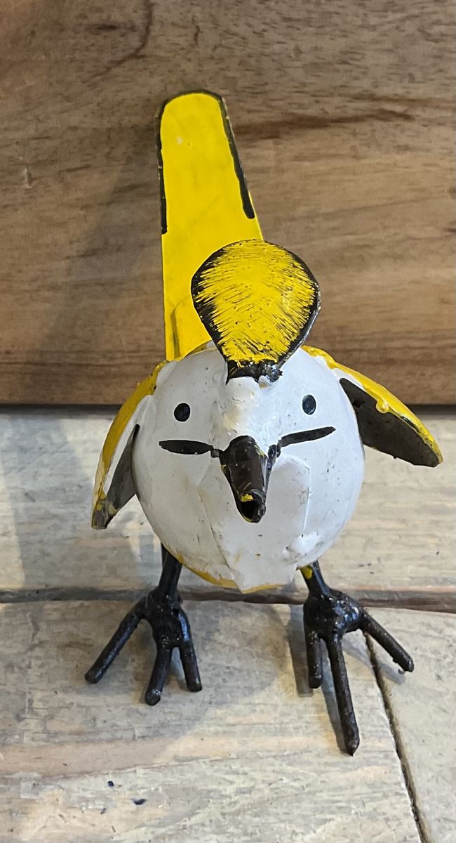 Small metal bird sculpture - Waxwing 2