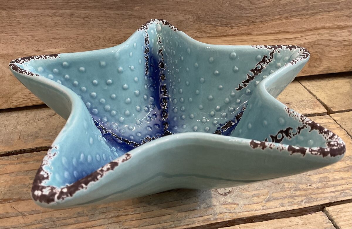 Ceramic turquoise starfish bowl - small