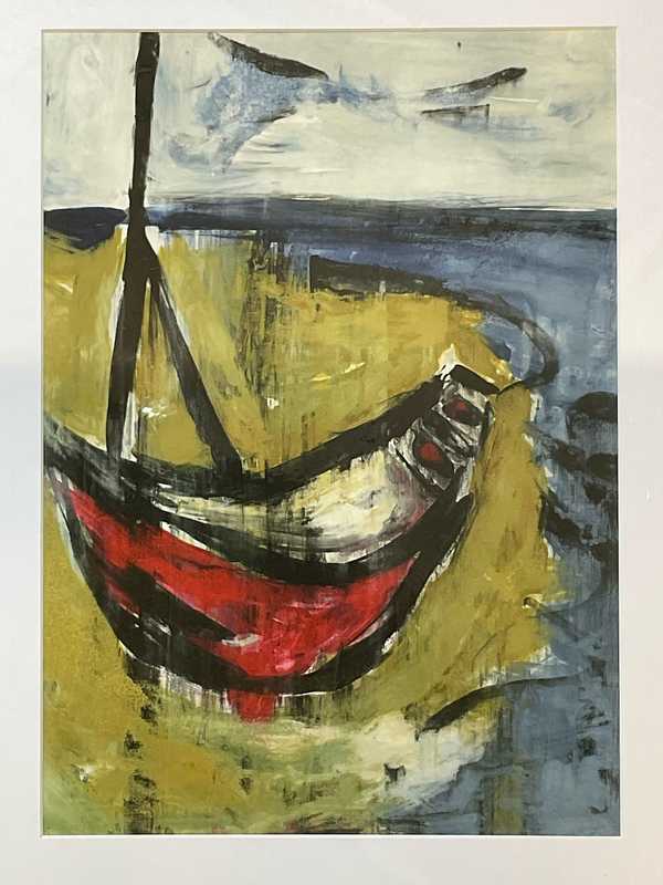 One Red Boat seaside art print