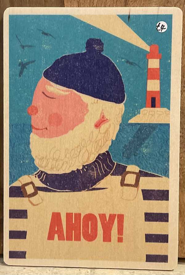 Ahoy! Wooden seaside postcard