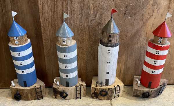 Small wooden lighthouse seaside decoration 