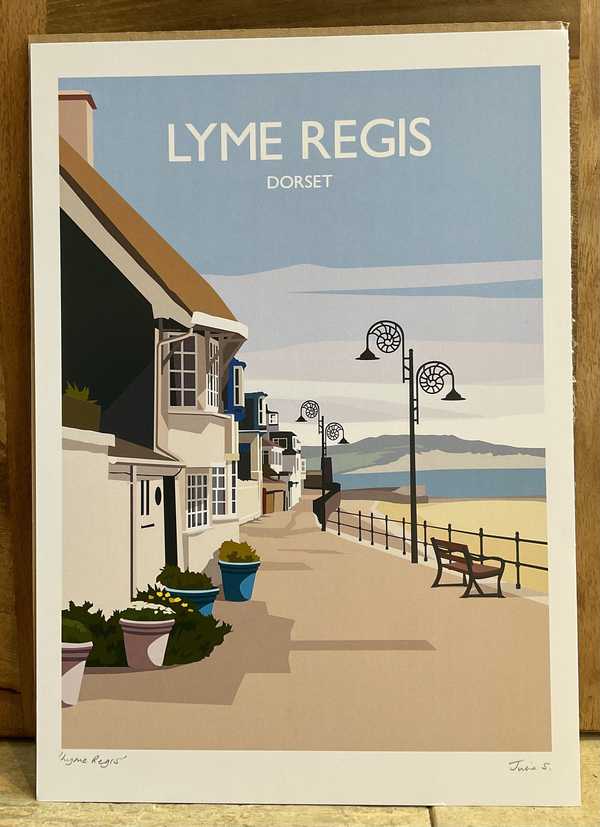 Lyme Regis art print - cottages