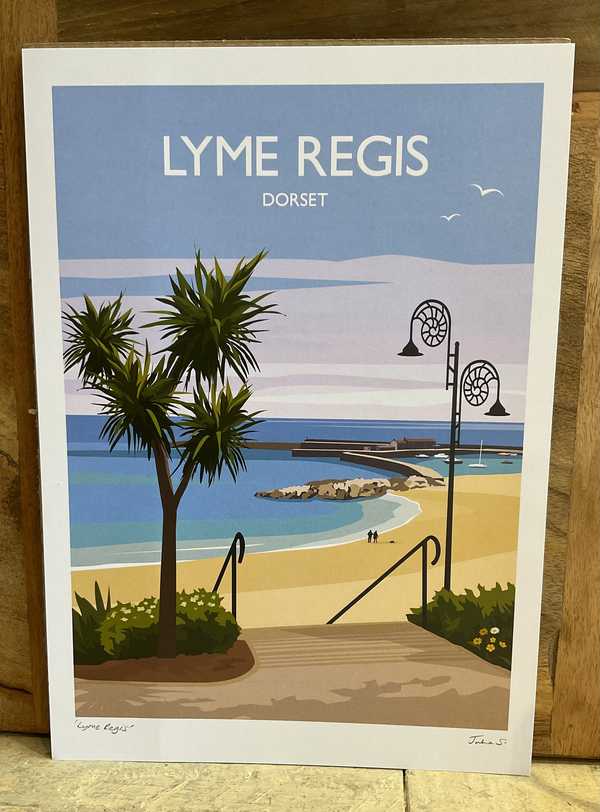 Lyme Regis art print - palm trees