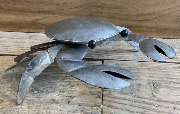 Tin decorative crab in silver seaside decoration 