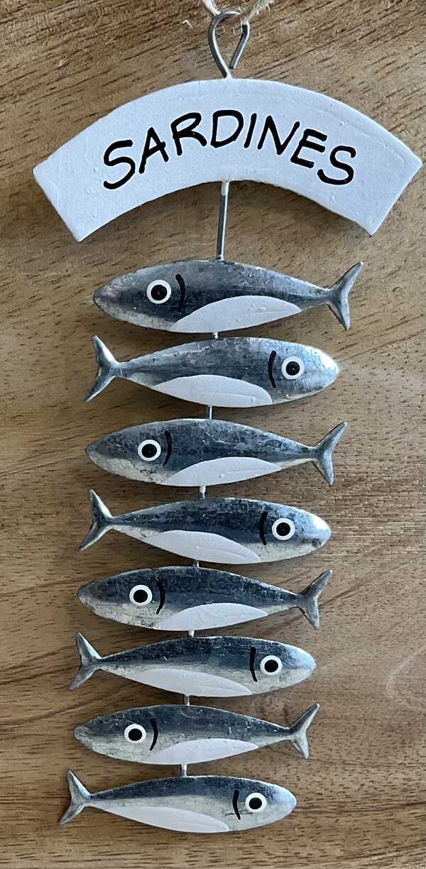 Hanging sardines seaside decoration 