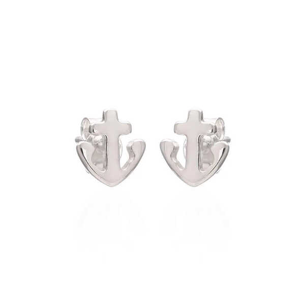 Anchor design sterling silver stud earrings