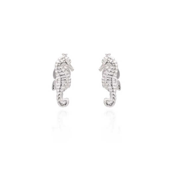 Seahorse design sterling silver stud earrings 