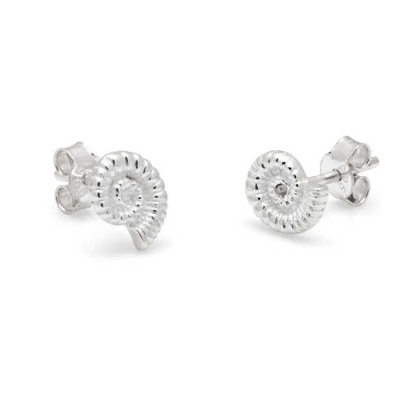 Ammonite design sterling silver stud earrings 
