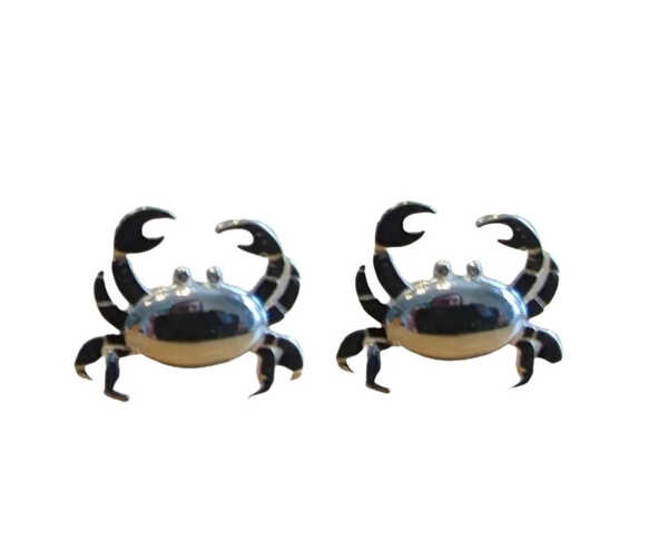 Large silver crab design sterling silver stud earrings 
