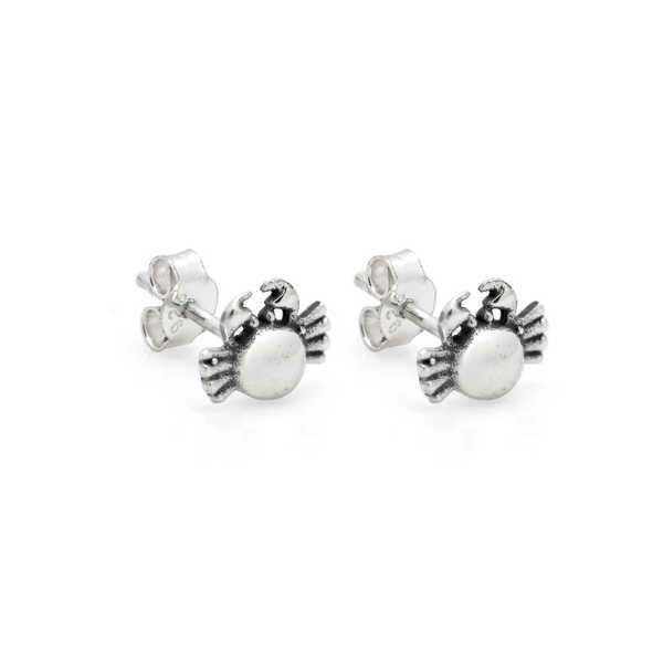 Small silver crab design sterling silver stud earrings 