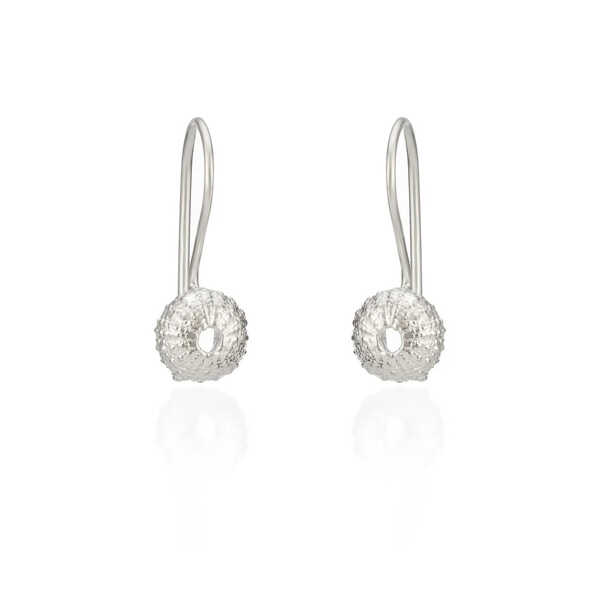 Sea urchin design sterling silver drop earrings