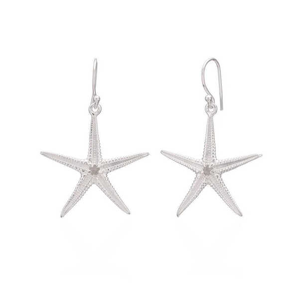 Starfish design sterling silver drop earrings 