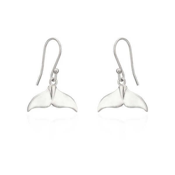 Whale tail design sterling silver drop earrings