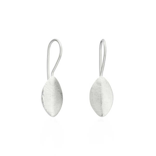 Brushed sterling silver leaf earrings