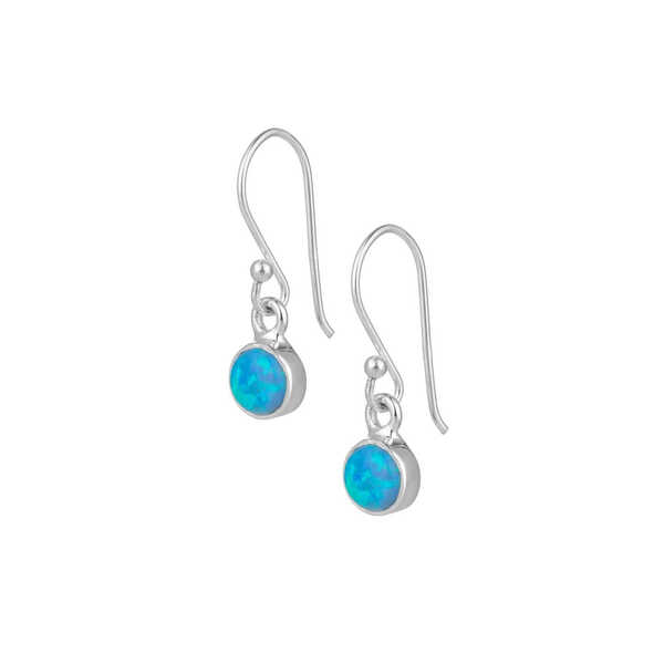 Sterling silver with round opal drop earrings