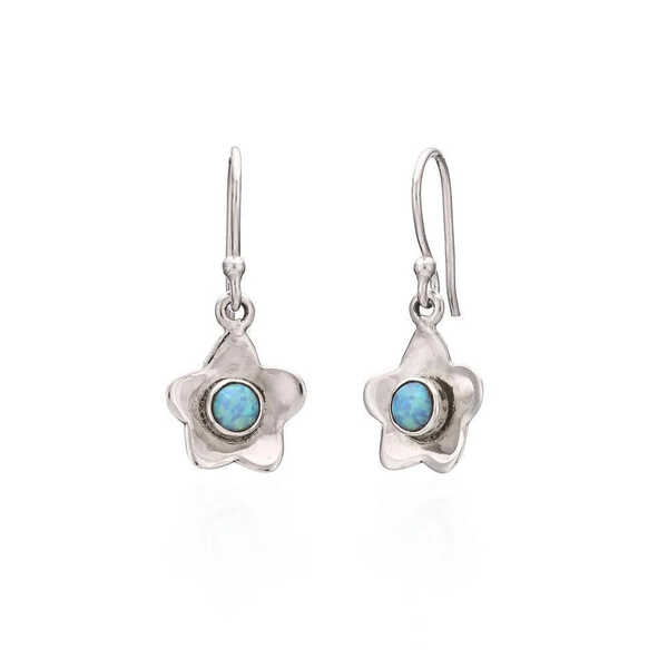 Daisy design sterling silver with opal drop earrings
