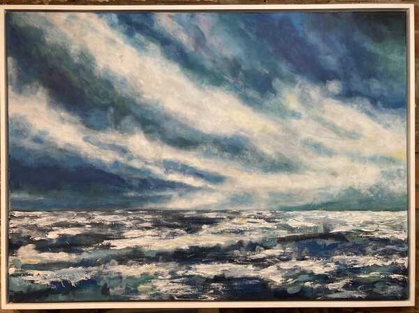 Bright Blue Sky seascape original painting 