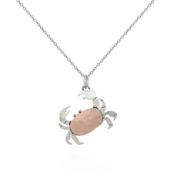 Copper and sterling silver crab design pendant 