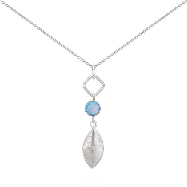 Sterling silver and opal leaf design pendant 