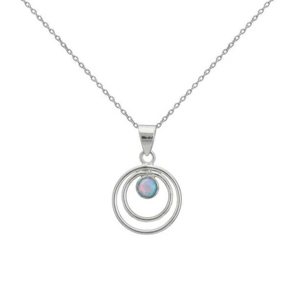 Sterling silver double circle with opal pendant