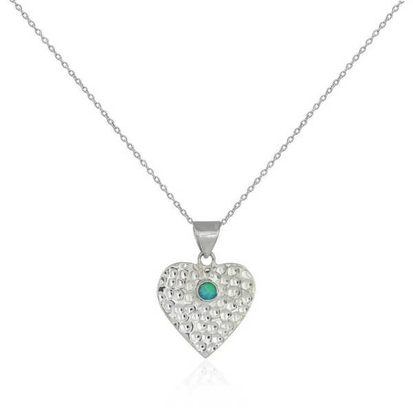 Sterling silver heart design with opal pendant