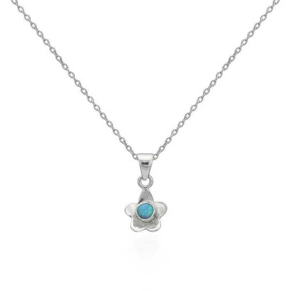 Daisy design sterling silver pendant with opal stone