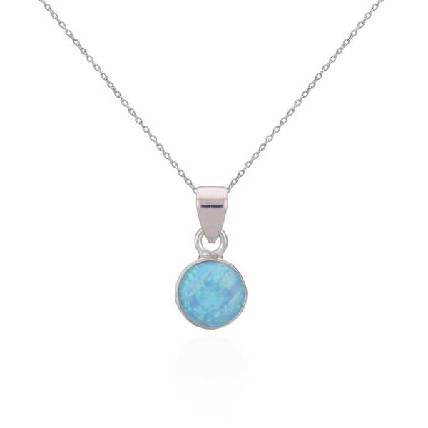 Sterling silver pendant with round opal stone