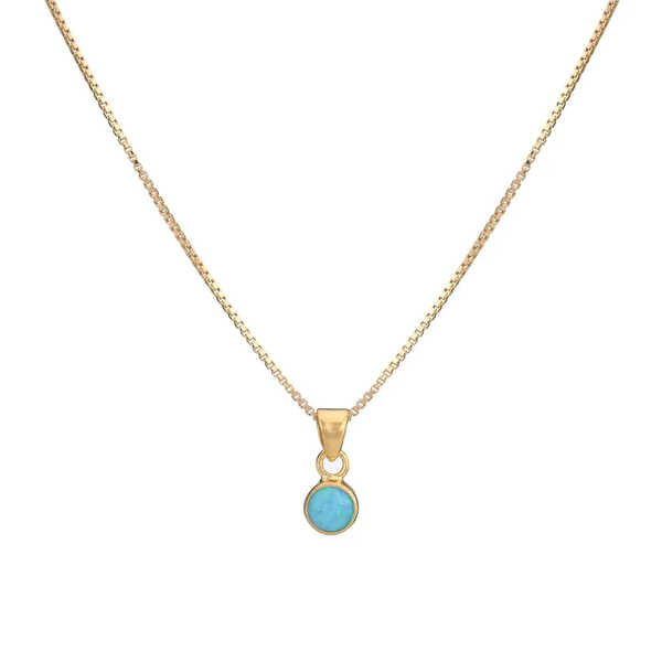Gold plated sterling silver pendant with round opal stone