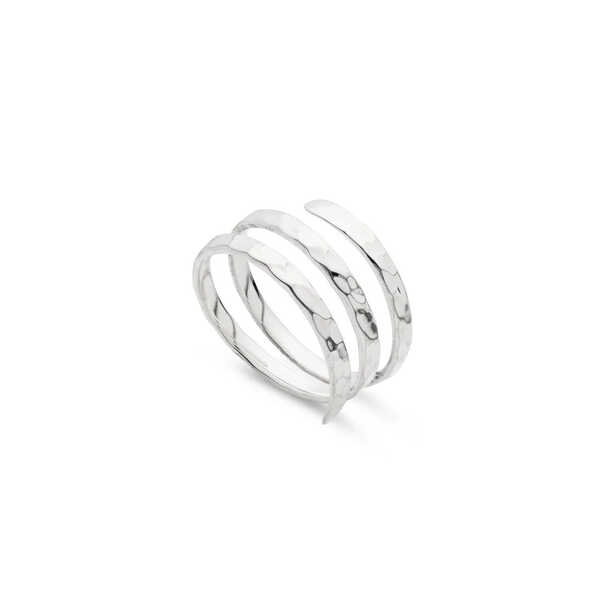 Hammered swirl sterling silver adjustable ring