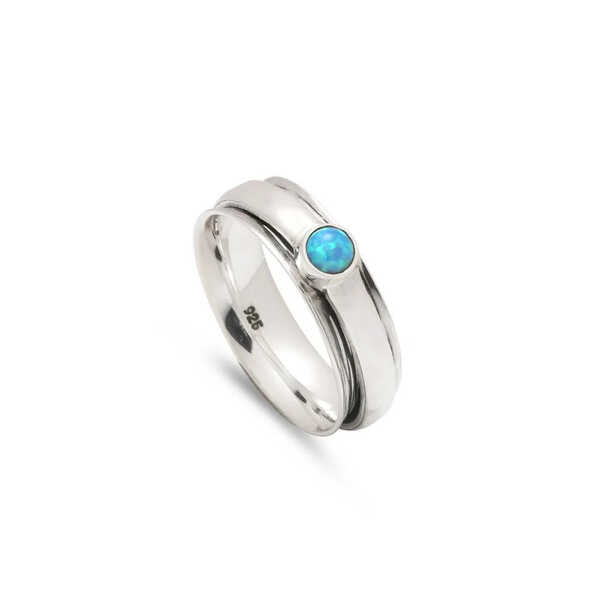 Sterling silver spinning ring with opal stone