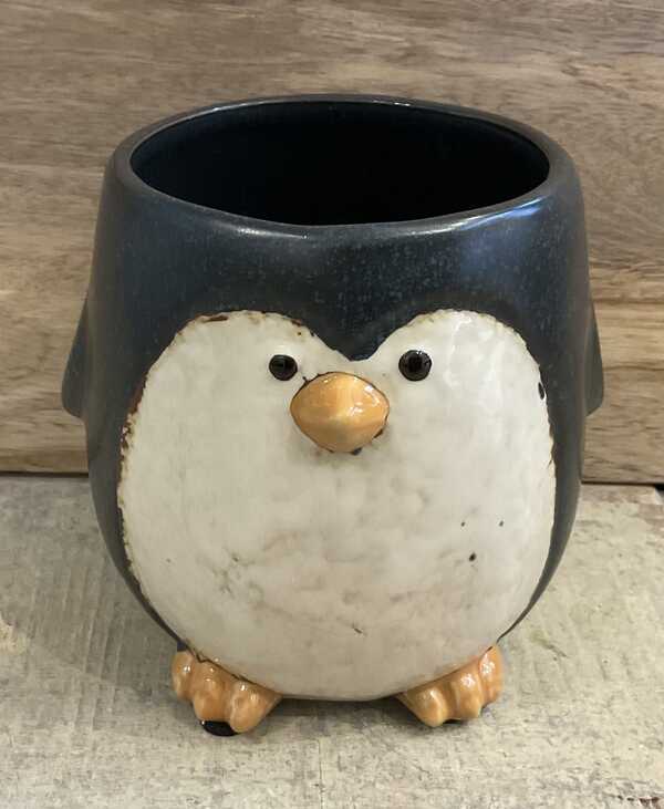 Ceramic penguin planter - small
